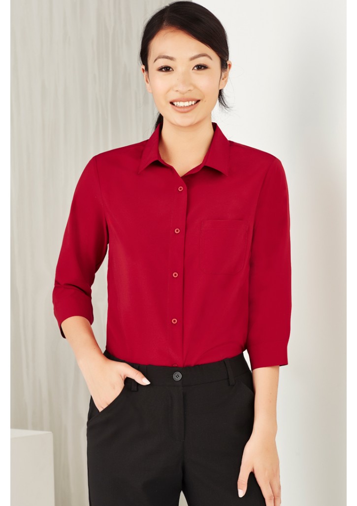 Womens Florence Plain 3/4 Sleeve Shirt