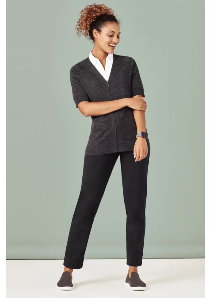Womens Zip Front Short Sleeve Knit Cardigan Womens Zip Front Short Sleeve Knit Cardigan