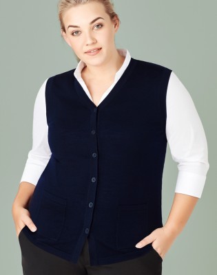 Womens Button Front Knit Vest