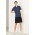 Womens Florence Daisy Print Short Sleeve Shirt - Navy