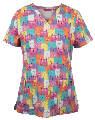 Ladies Scrub Top Printed
