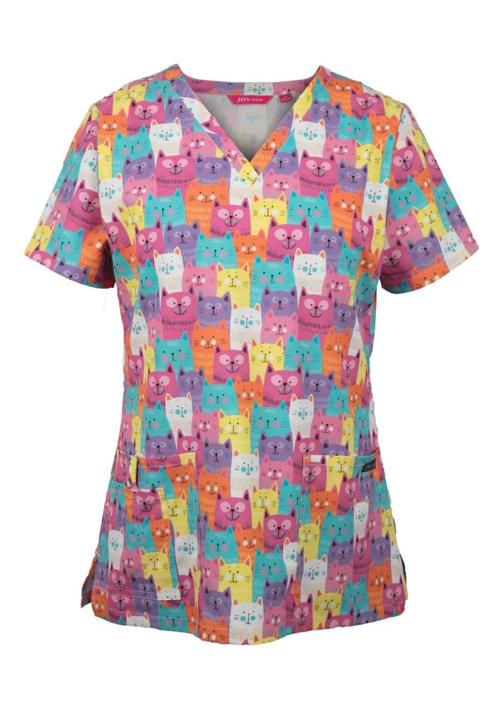Ladies Scrub Top Printed