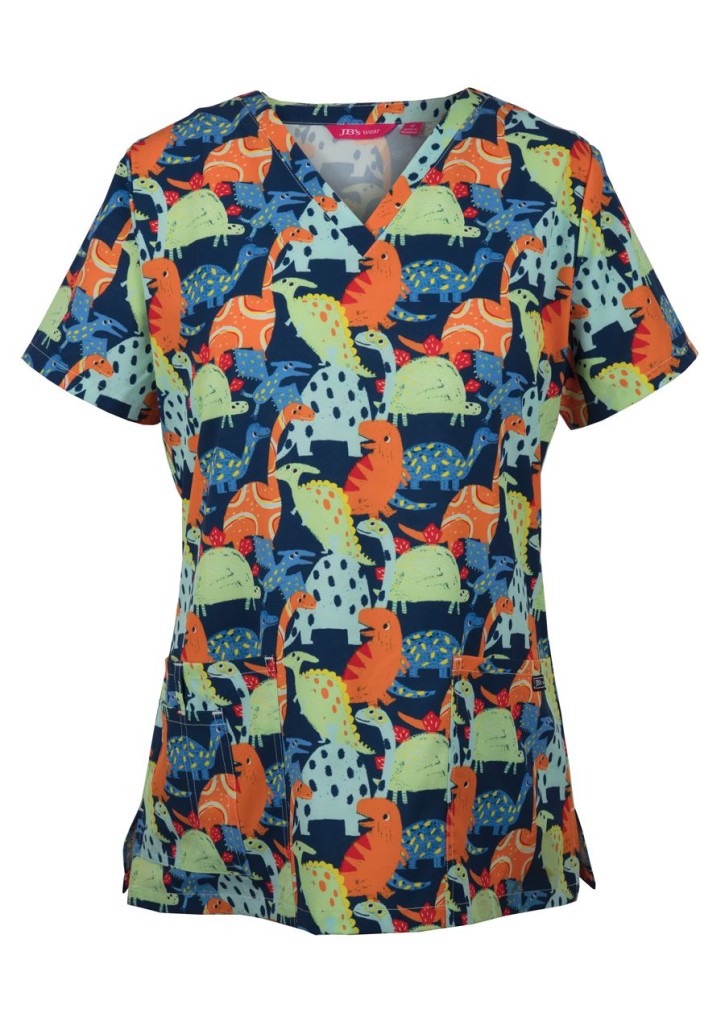 Ladies Scrub Top Printed