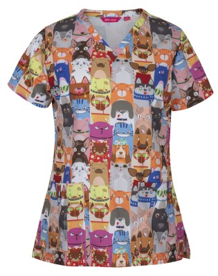 Ladies Scrub Top Printed