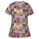 Ladies Scrub Top Printed