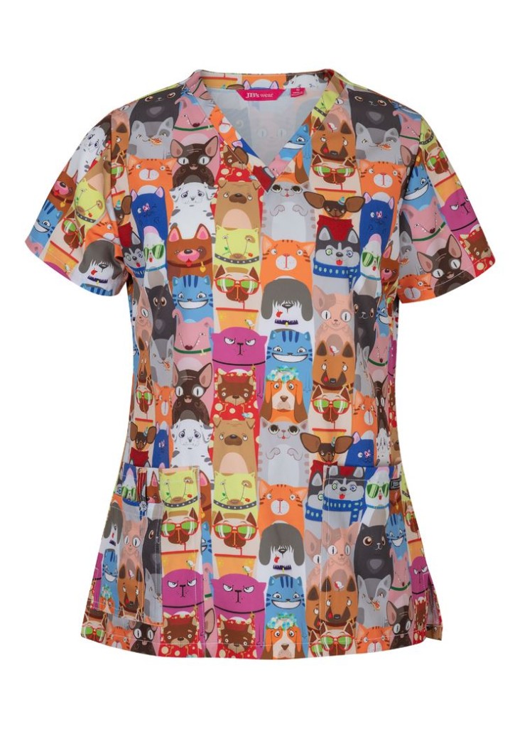 Ladies Scrub Top Printed
