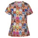 Ladies Scrub Top Printed