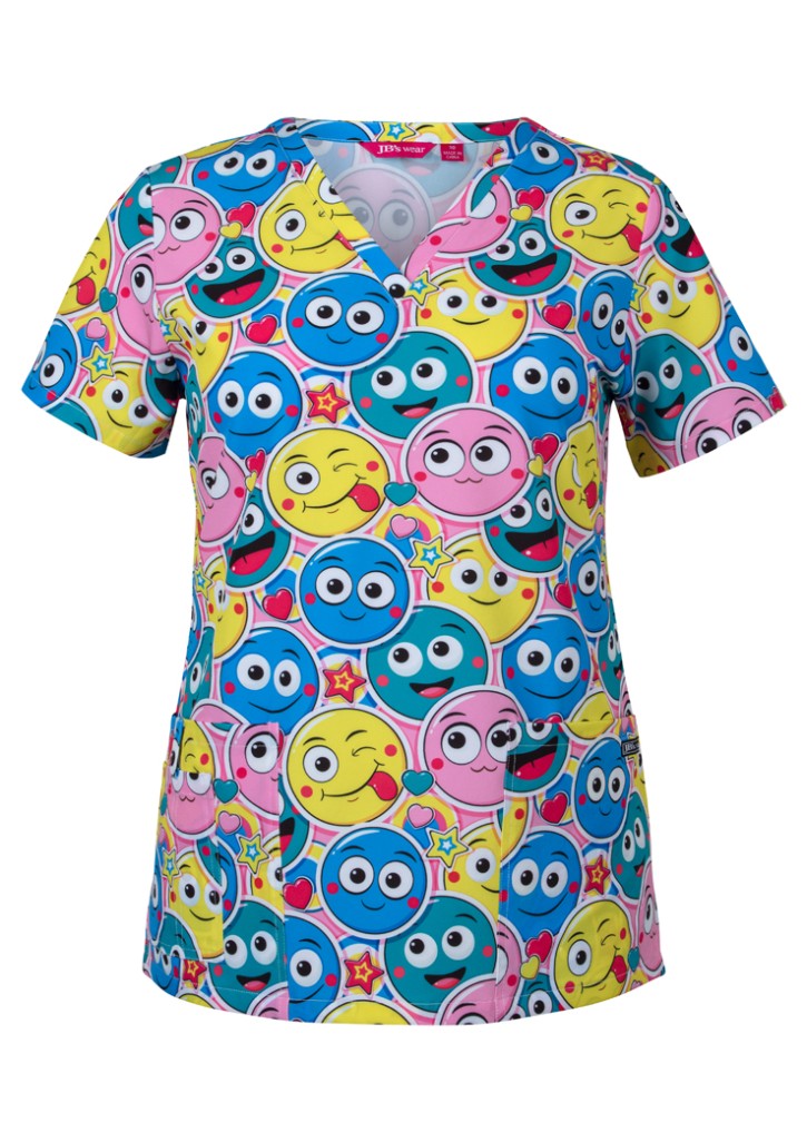 Ladies Scrub Top Printed
