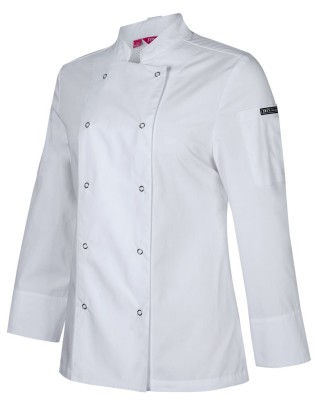 Ladies Long Sleeve Snap Button Chefs Jacket 