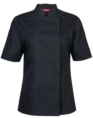 Ladies Ss Snap Button Chefs Jacket