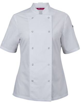 Ladies Ss Snap Button Chefs Jacket