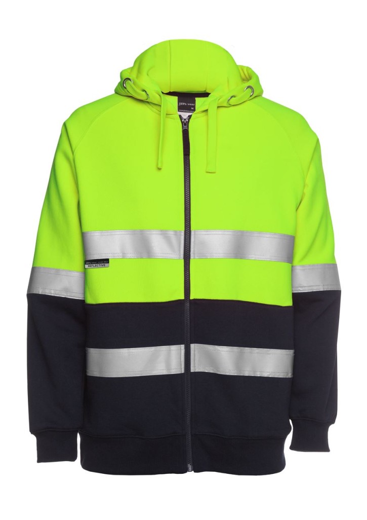 Hi Vis Full Zip Day + Night Fleecy hoodie 