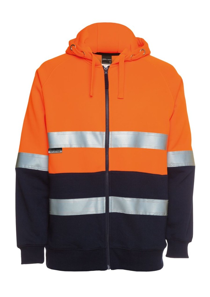 Hi Vis Full Zip Day + Night Fleecy hoodie 