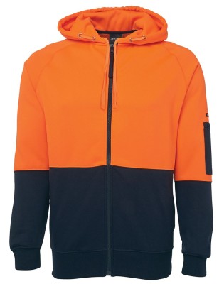 Hi Vis Full Zip Fleecy Hoodie