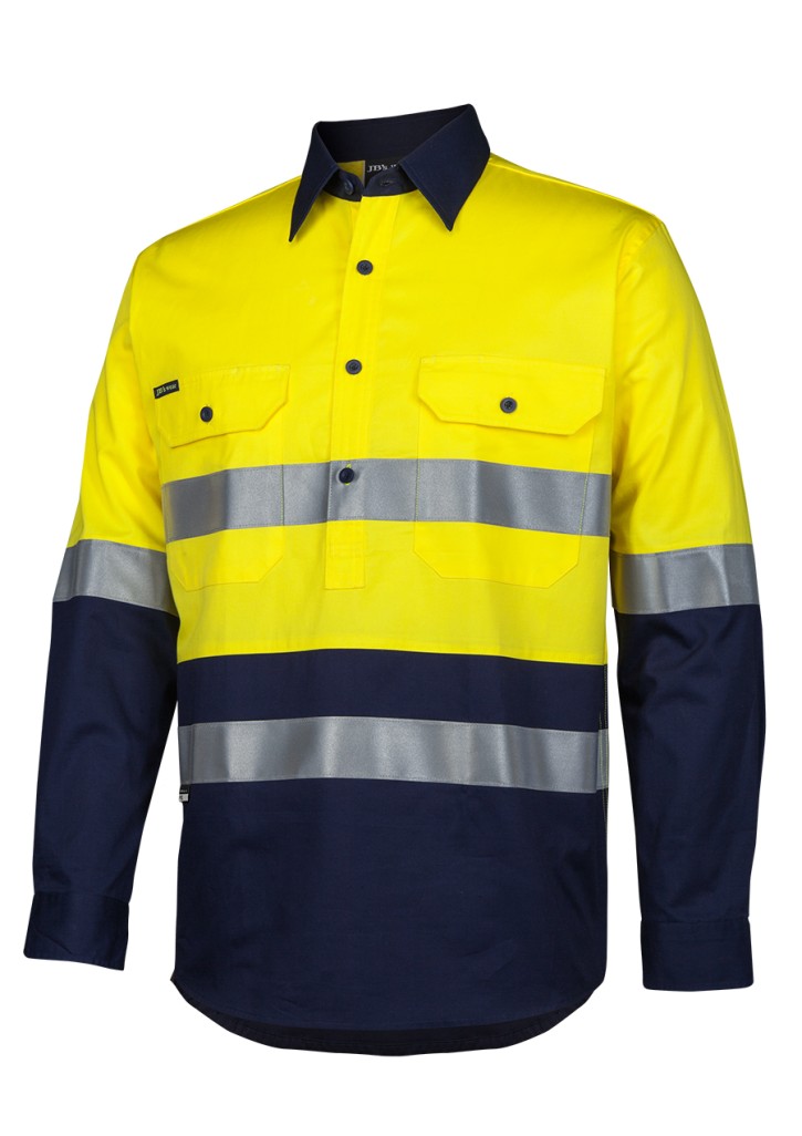 JB's Hi-Vis (D+N) Close Front L/S 150G Work Shirt