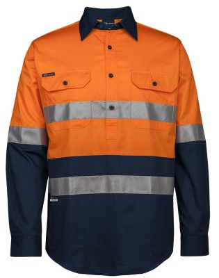 JB's Hi-Vis (D+N) Close Front L/S 150G Work Shirt