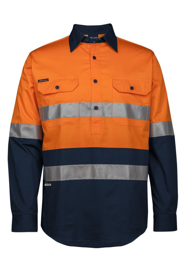 JB's Hi-Vis (D+N) Close Front L/S 150G Work Shirt
