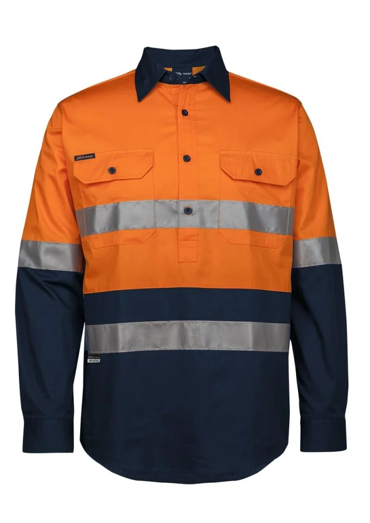 JB's Hi-Vis (D+N) Close Front L/S 150G Work Shirt