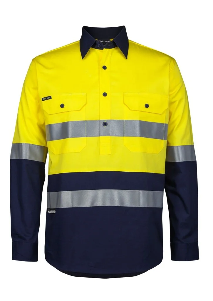 JB's Hi-Vis (D+N) Close Front L/S 150G Work Shirt