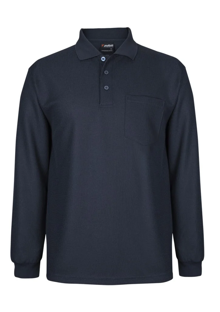 Podium Ls Waffle Pocket Polo Podium Ls Waffle Pocket Polo
