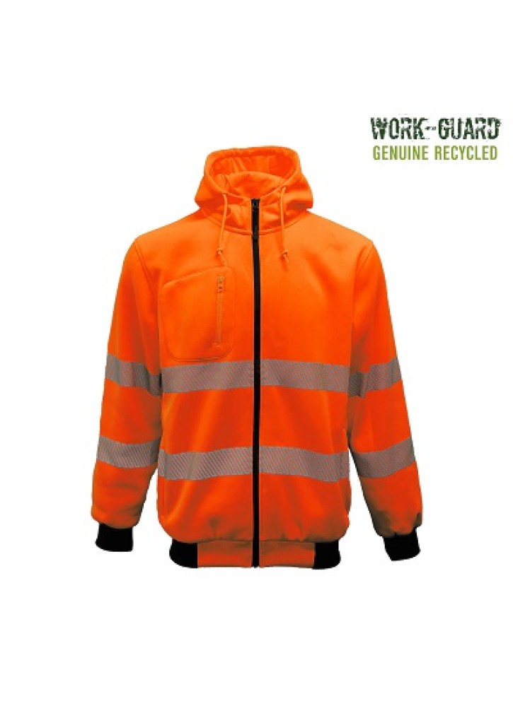 Work-Guard Recycled Hi Vis Day/Night Zipped Hoodie