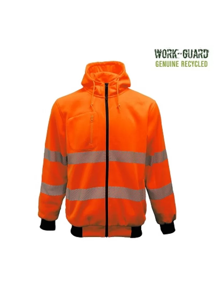 Work-Guard Recycled Hi Vis Day/Night Zipped Hoodie