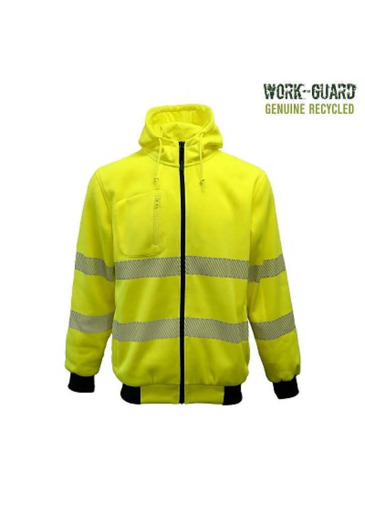 Work-Guard Recycled Hi Vis Day/Night Zipped Hoodie