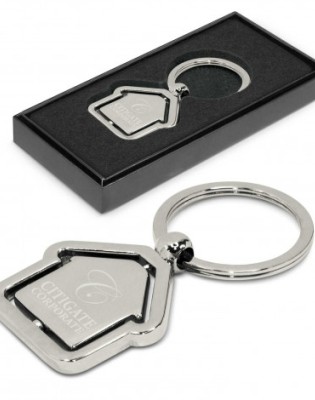Spinning House Metal Key Ring