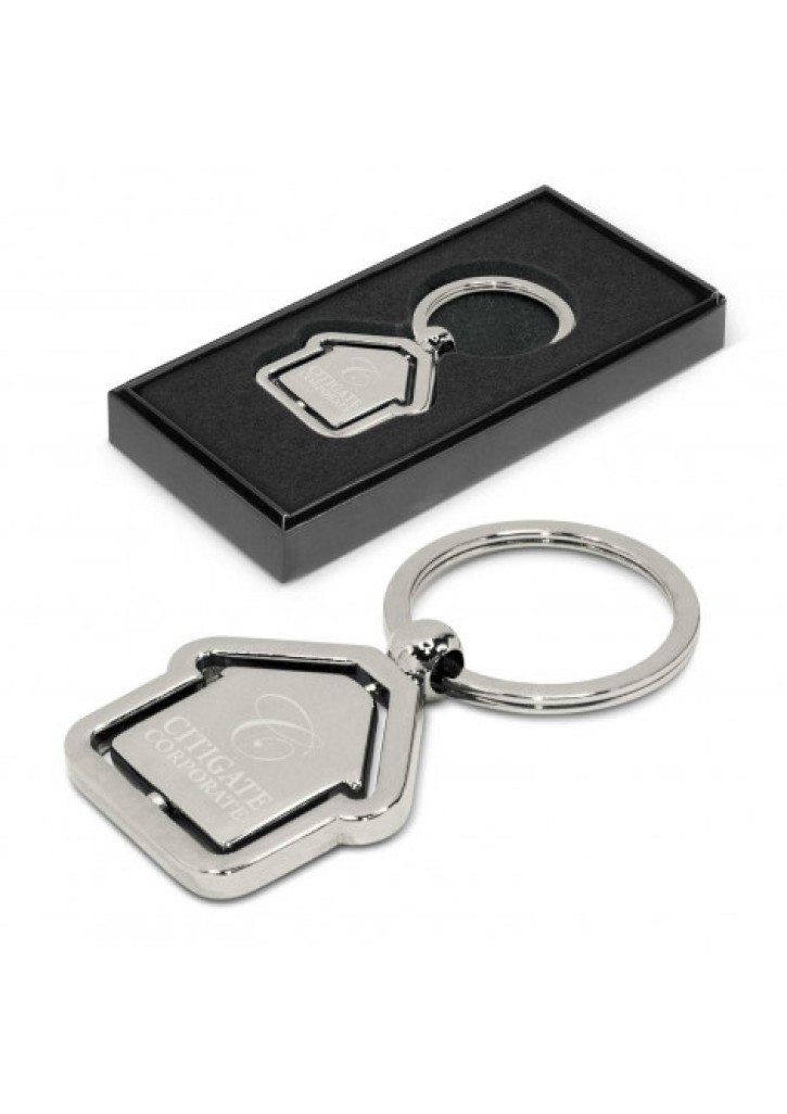 Spinning House Metal Key Ring