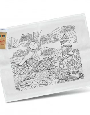 Cotton Colouring Tea Towel