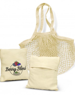 Cotton Mesh Foldaway Tote Bag