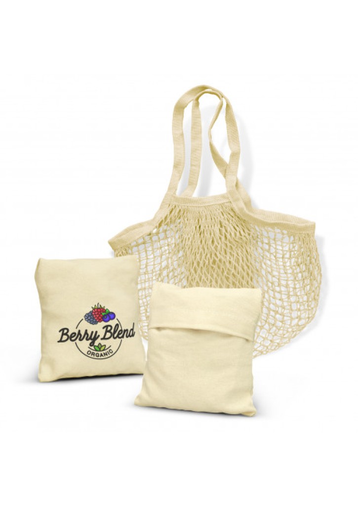 Cotton Mesh Foldaway Tote Bag