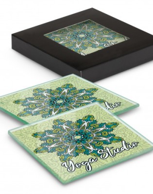 Venice Glass Coaster Set of 2 Square - Full Colour