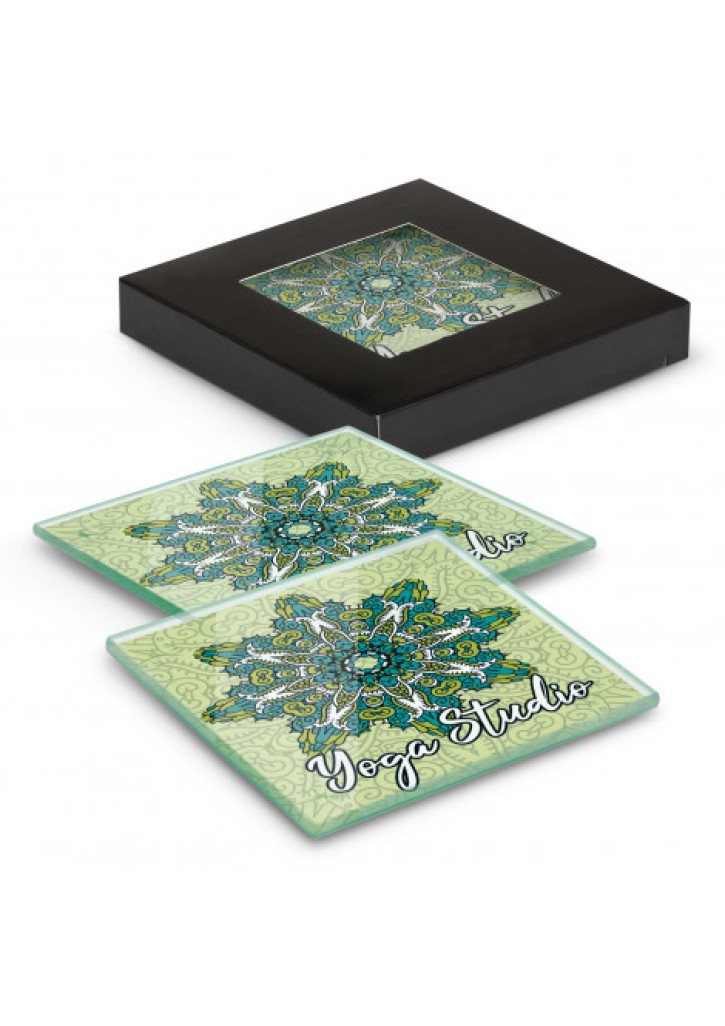 Venice Glass Coaster Set of 2 Square - Full Colour