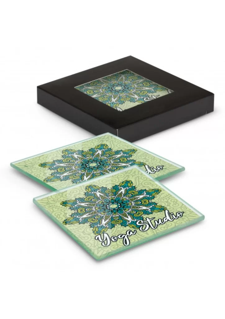 Venice Glass Coaster Set of 2 Square - Full Colour
