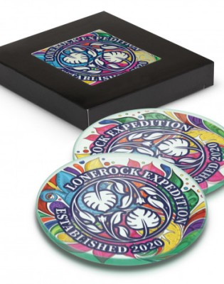 Venice Glass Coaster Set of 2 Round - Full Colour