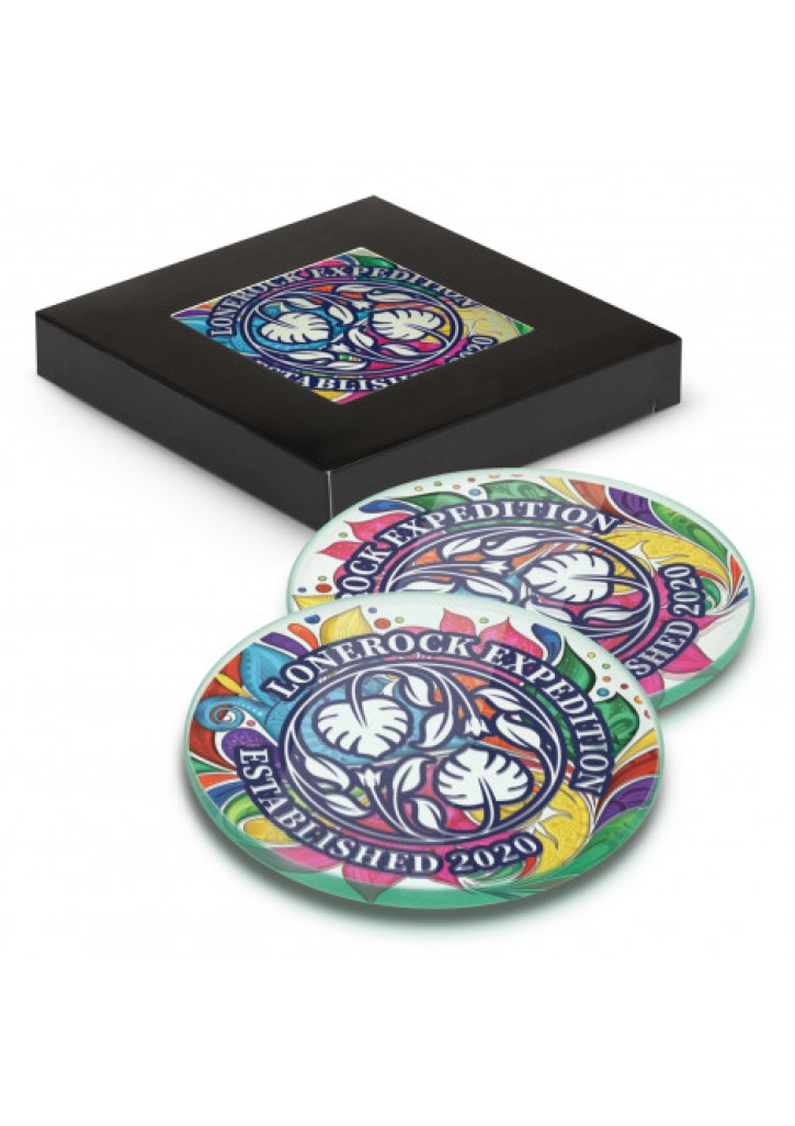 Venice Glass Coaster Set of 2 Round - Full Colour