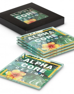 Venice Glass Coaster Set of 4 Square - Full Colour
