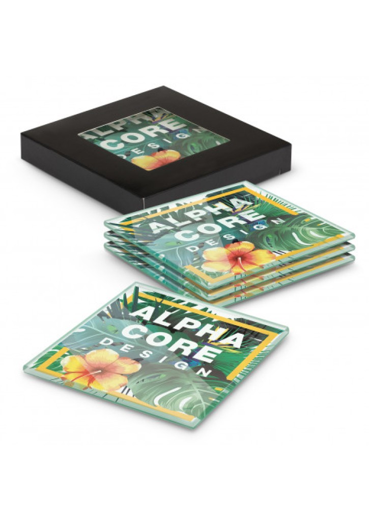 Venice Glass Coaster Set of 4 Square - Full Colour