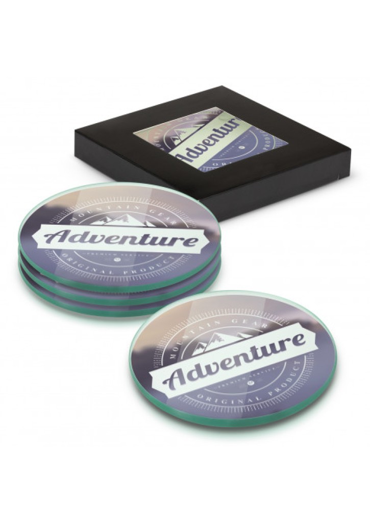 Venice Glass Coaster Set of 4 Round - Full Colour