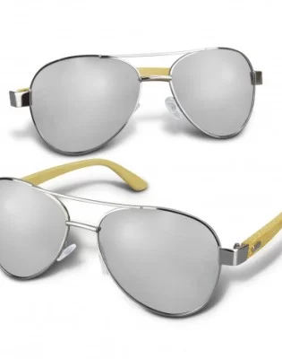 Aviator Mirror Lens Sunglasses - Bamboo
