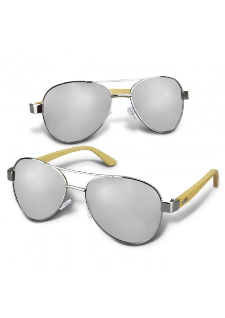 Aviator Mirror Lens Sunglasses - Bamboo