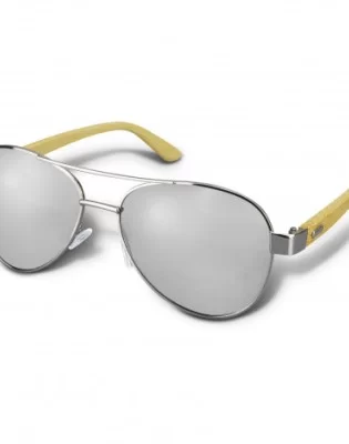 Aviator Mirror Lens Sunglasses - Bamboo