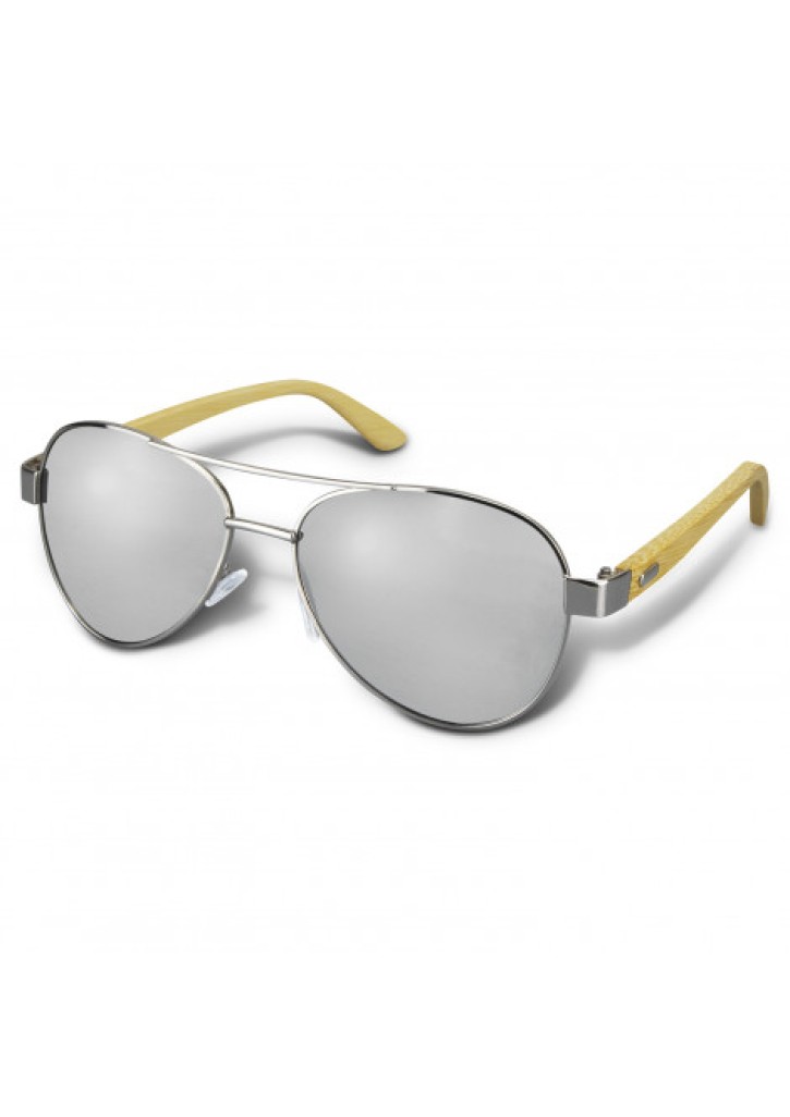 Aviator Mirror Lens Sunglasses - Bamboo