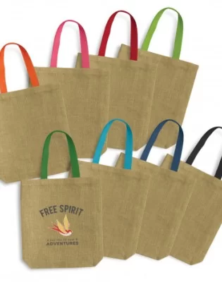 Thera Jute Tote Bag - Coloured Handles