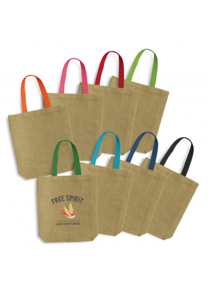 Thera Jute Tote Bag - Coloured Handles
