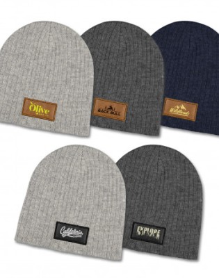 Nebraska Heather Cable Knit Beanie With Patch