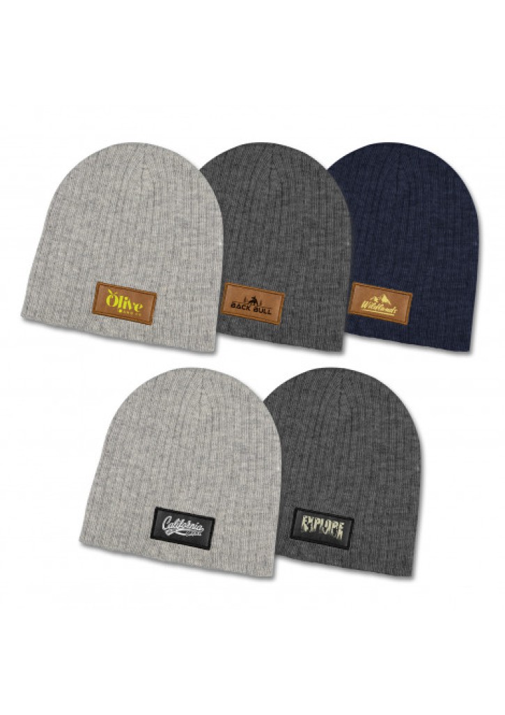 Nebraska Heather Cable Knit Beanie With Patch