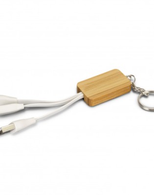 Bamboo Charging Cable Key Ring - Rectangle