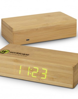 Bamboo Wireless Charging Clock